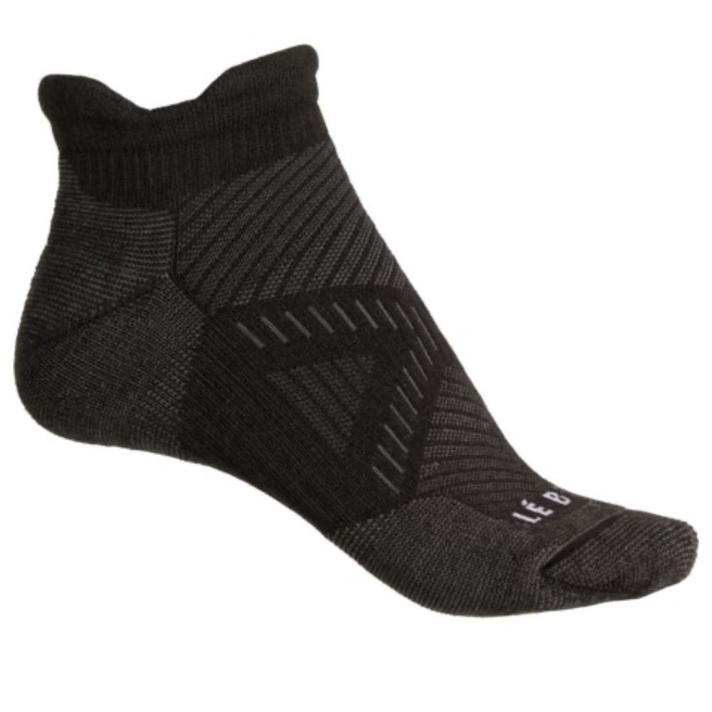Le Bent Men’s Heather Black Targeted Cushion Micro Tab Below Ankle Run Socks